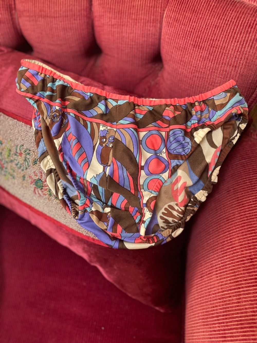 Emilio Pucci Brown, Blue and Pink Geometric Strap Maxi Dress with underwear - Picture 10 of 13